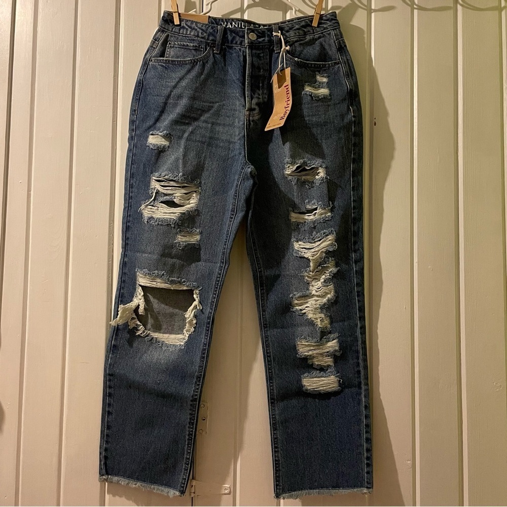 Vanilla Star distressed boyfriend jeans-size 9 NWT